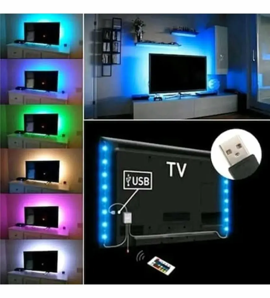Televizyon & Monitör Arkası RF Kumandalı RGB Şerit LED – 1 Metre (60 LED/m)