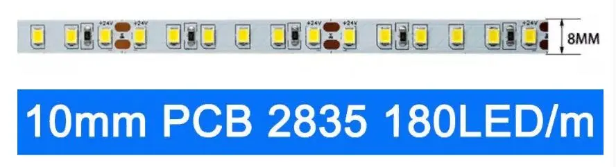 8mm 12V 120 Ledli 2835 Gün Işığı Şerit Led (5 Metre) İnce PCB