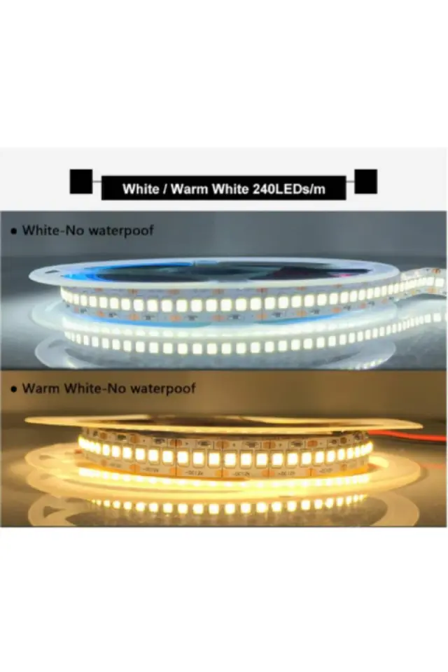 240 Ledli Sık Ledli 12V Natural Beyaz 4000K Şerit Led IP20 (5 Metre)