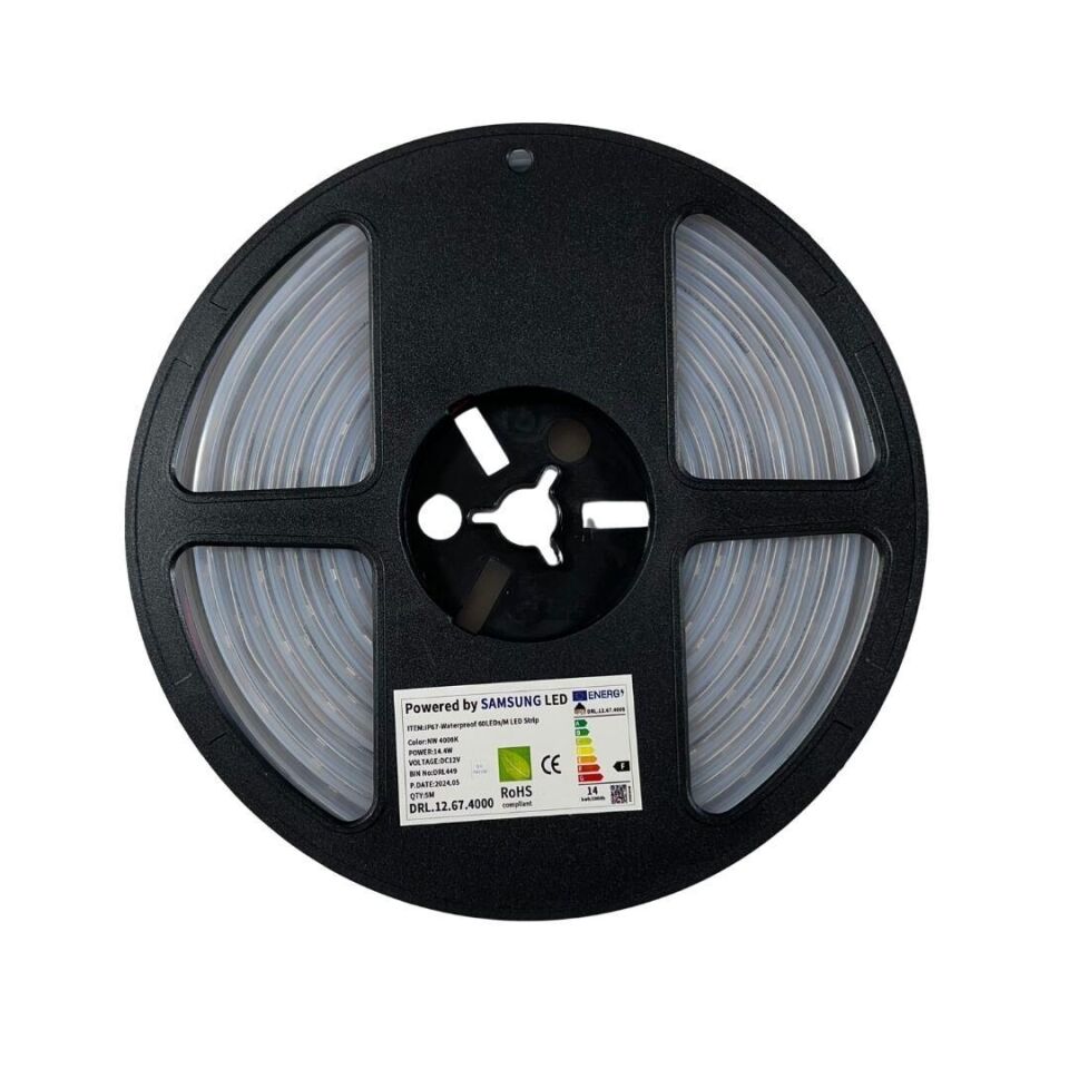 SAMSUNG 2835 SMD Şerit LED 60LED/m 4000K Doğal Beyaz IP67