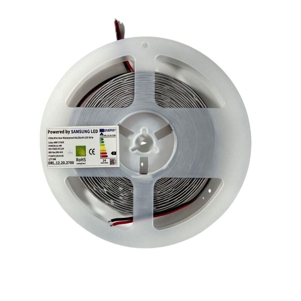 SAMSUNG ŞERİT LED SAMSUNG 60 LEDLİ 2835 SMD 2700K ŞERİT LED 12V 14.4W IP20