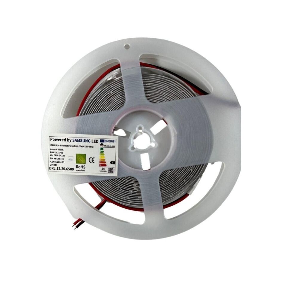 SAMSUNG 2835 SMD Şerit LED 12V 60 LED/m – 6500K Beyaz – 14.4W