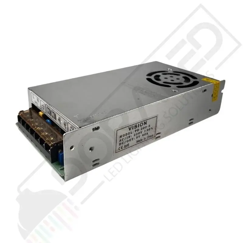 5 Volt 40 Amper Slim Fanlı Adaptör 5V 40A IP20