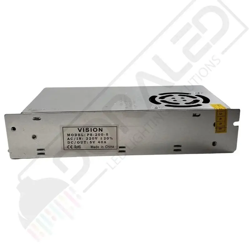 5 Volt 40 Amper Slim Fanlı Adaptör 5V 40A IP20