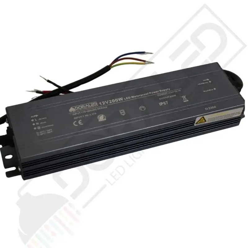 12 Volt 16,7 Amper IP67 Su Geçirmez LED Adaptör-200Watt