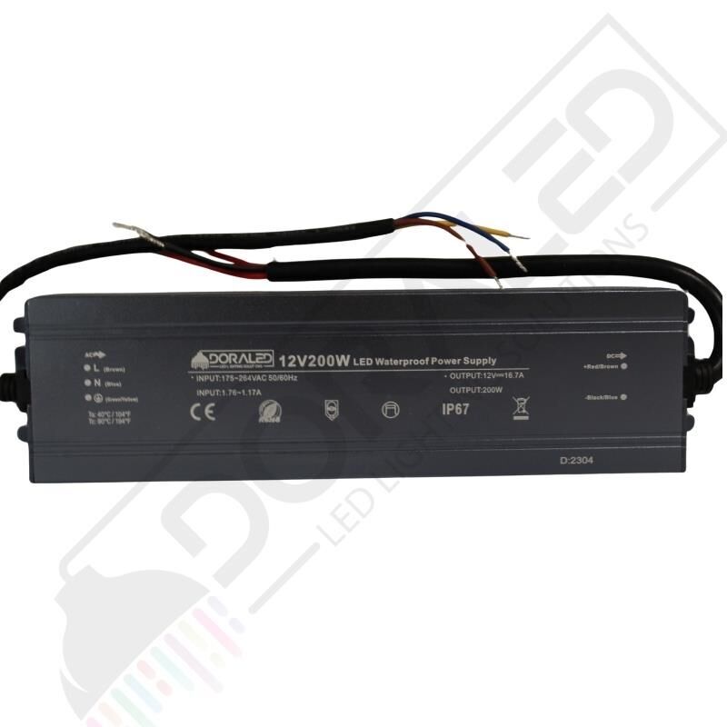 12 Volt 16,7 Amper IP67 Su Geçirmez LED Adaptör-200Watt