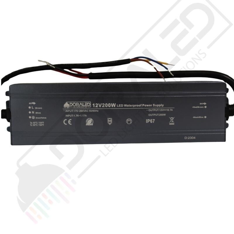12 Volt 16,7 Amper IP67 Su Geçirmez LED Adaptör-200Watt