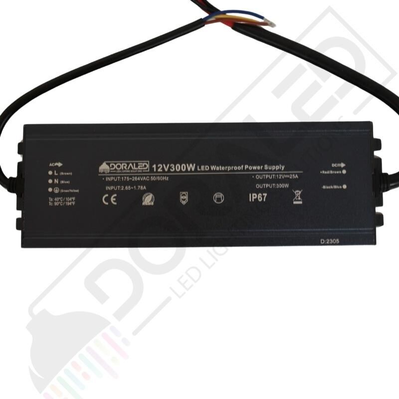 12 Volt 25 Amper IP67 Su Geçirmez Dış Cephe LED Adaptör – 300 Watt
