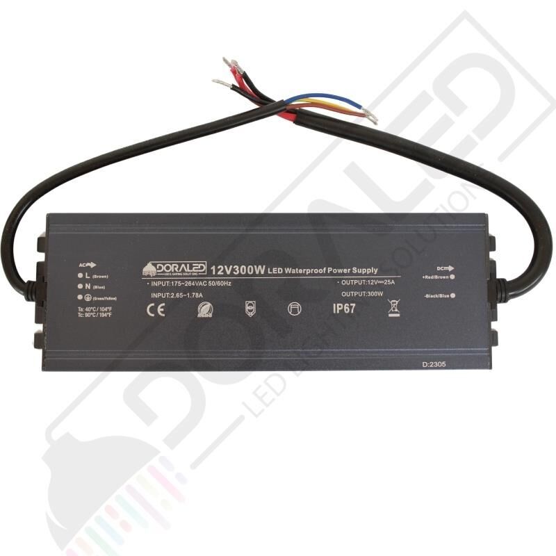 12 Volt 25 Amper IP67 Su Geçirmez Dış Cephe LED Adaptör – 300 Watt