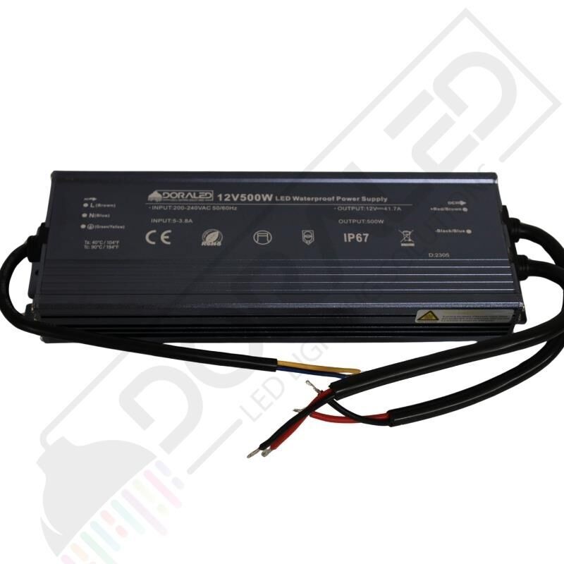 12 Volt 41,7 Amper IP67 Su Geçirmez LED Adaptör – 500 Watt