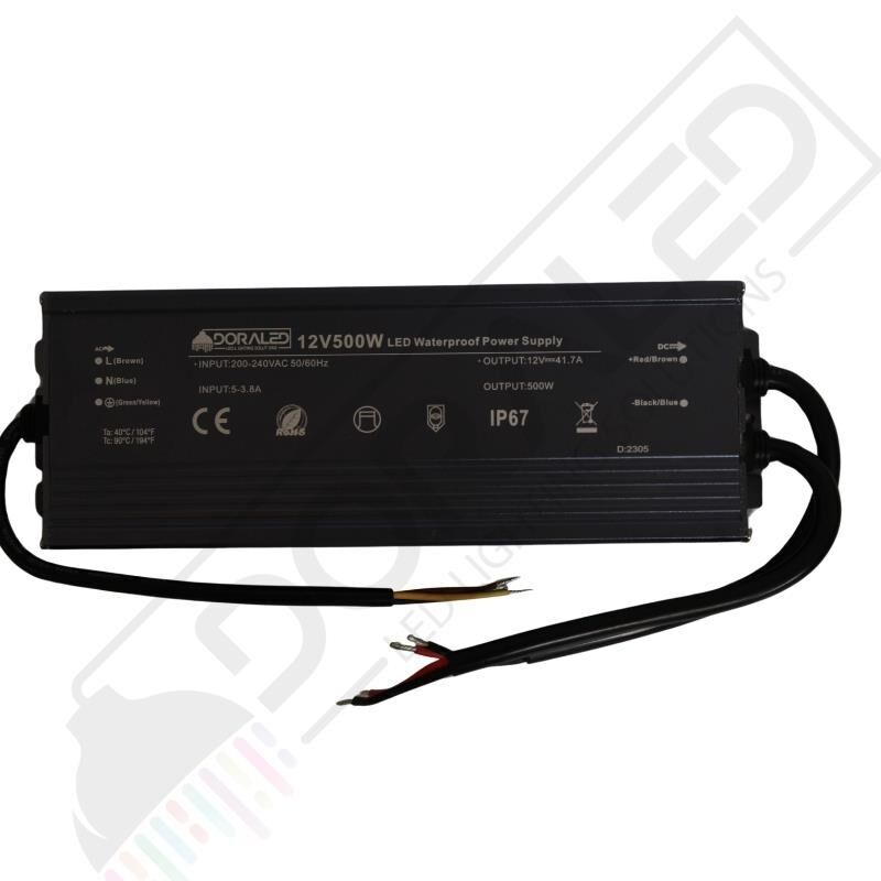 12 Volt 41,7 Amper IP67 Su Geçirmez LED Adaptör – 500 Watt