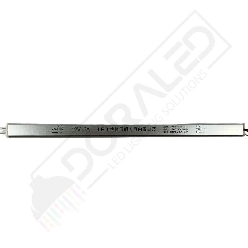 Ultra slim ince parmak led adaptör 12 volt 5 amper 60 watt (30x2x2cm)