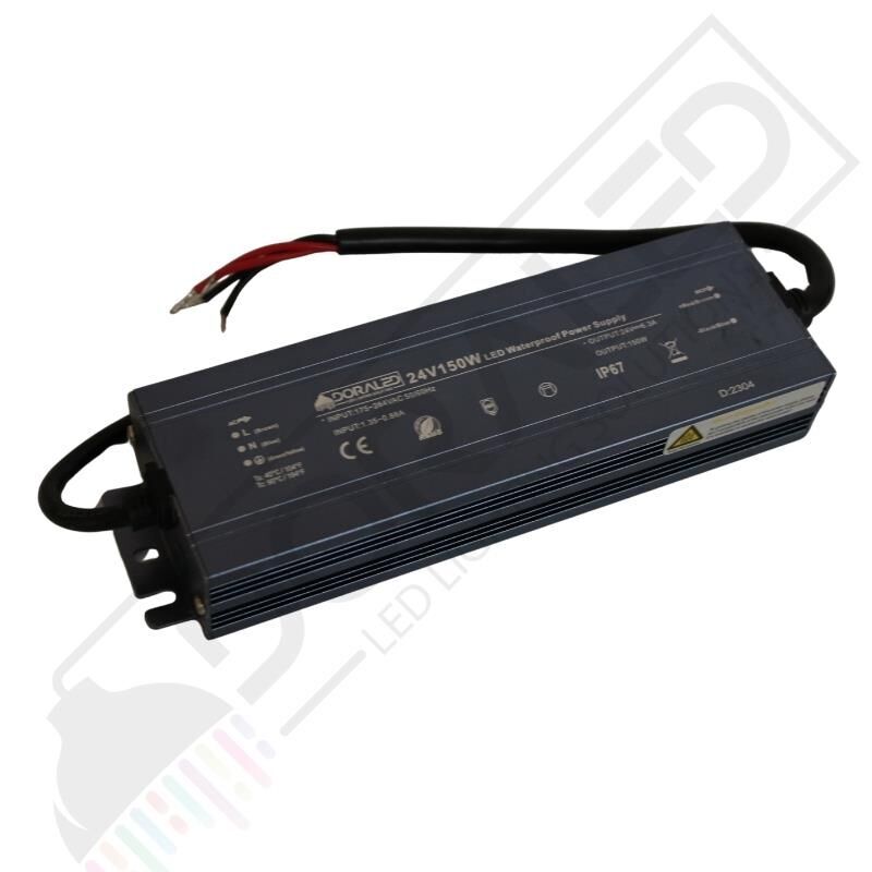 24 Volt 6.3 Amper IP67 Su Geçirmez Led Adaptör 150 Watt