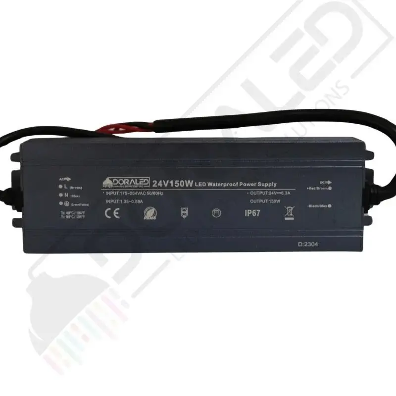 24 Volt 6.3 Amper IP67 Su Geçirmez Led Adaptör 150 Watt