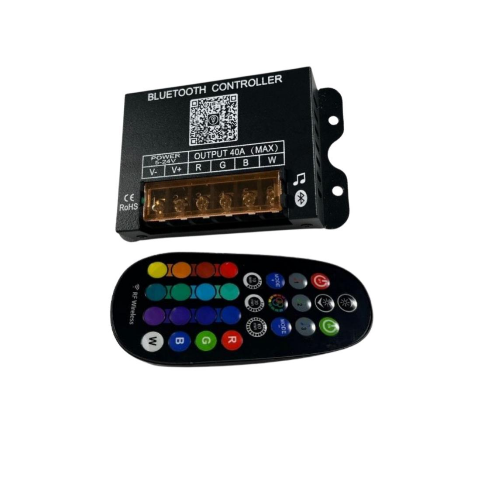 Bluetooth+RF Kumandalı Müzik Modlu RGBW Led Kontrol Kumandası 5-24V 40A