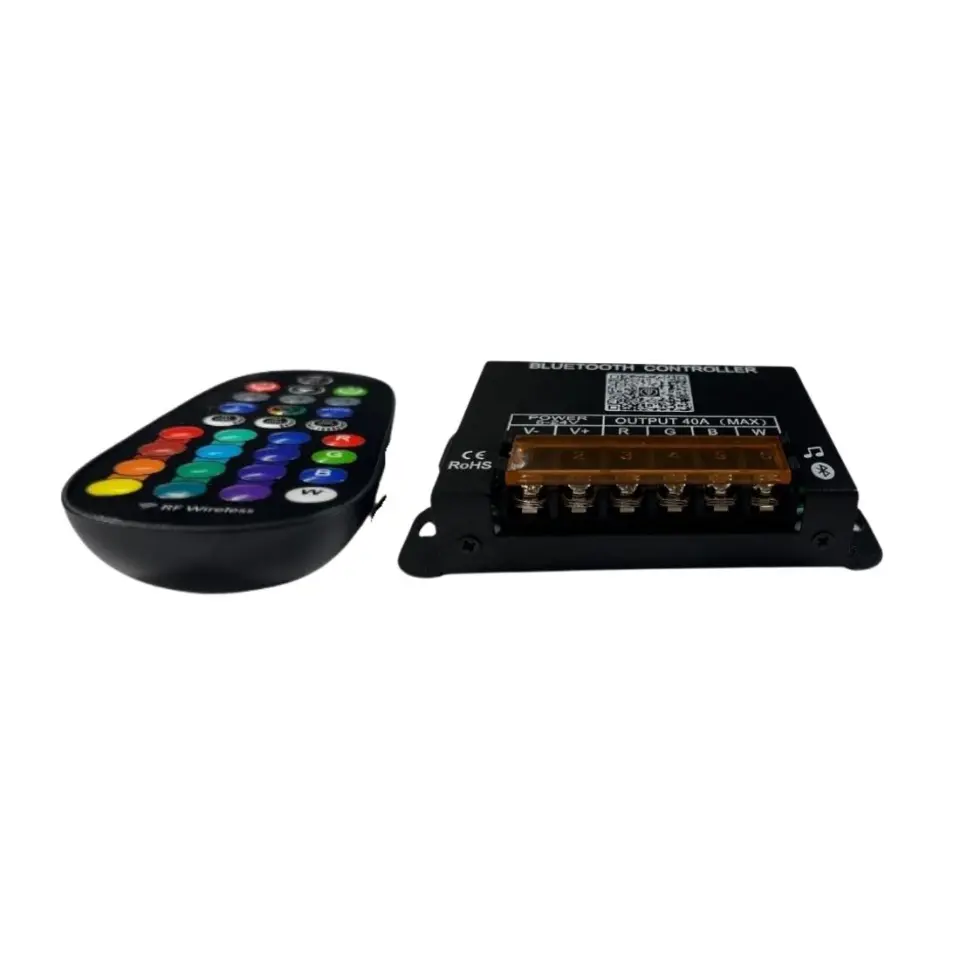 Bluetooth+RF Kumandalı Müzik Modlu RGBW Led Kontrol Kumandası 5-24V 40A