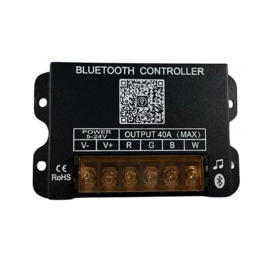 Bluetooth+RF Kumandalı Müzik Modlu RGBW Led Kontrol Kumandası 5-24V 40A