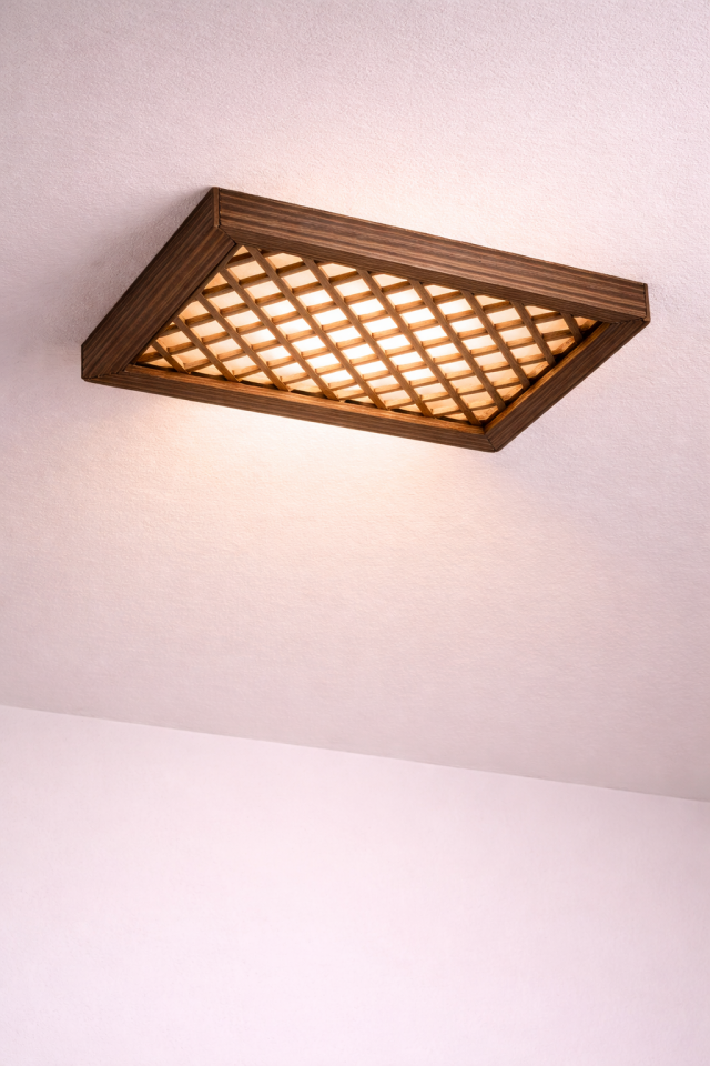 LED Ahşap Kaplama Tik Renk Tavan Aydınlatma