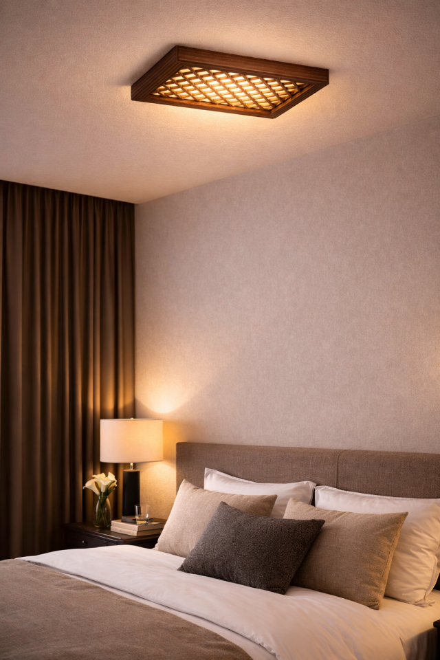 LED Ahşap Kaplama Tik Renk Tavan Aydınlatma