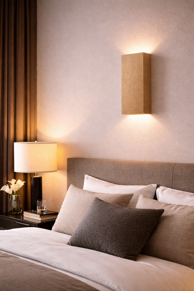 LED Ahşap Kaplama MDF Meşe Renk Dekoratif Aydınlatma