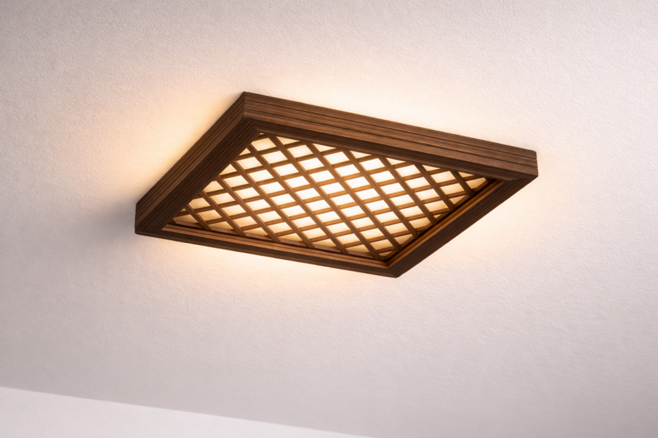 LED Ahşap Kaplama Tik Renk Tavan Aydınlatma