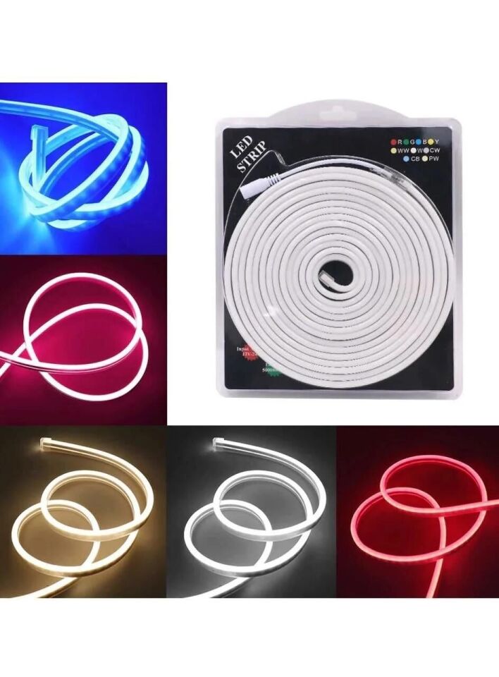 12 Volt 6x12mm Turkuaz Esnek Neon Led 5 Metre (1 cm'de Kesilebilir.)